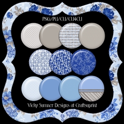 China Blue Fancy Frames Set of 12