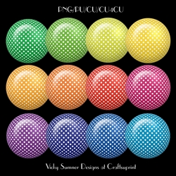 Candy Polka Dot Brad/Button Embelishment Set of 12