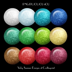 Glitter Brad/Button Embelishment Set of 12