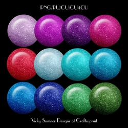 Glitter 2 Brad/Button Embelishment Set of 12
