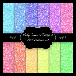 Pastel Glitter A4 Backing Paper Set of 12