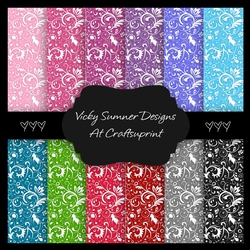 Floral 1 A4 Backing Paper Set of 12