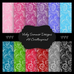 Floral 2 A4 Backing Paper Set of 12