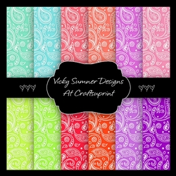 Summer Paisley A4 Paper Set of 12 + 1 Bonus Paper