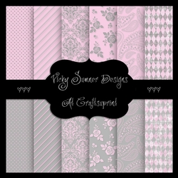 Pink and Grey A4 Paper Set of 12