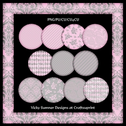 Pink anf Grey Chunky Square Frames set of 12