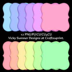 Fancy Shaped Pastel Mat/Topper 2 set of 12