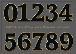 Black Gold Edged Numbers