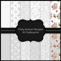 Grey and White A4 Digital Paper set of 12