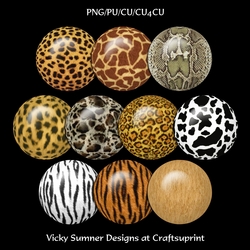 Animal Print Brad/Button Embelishment set of 10