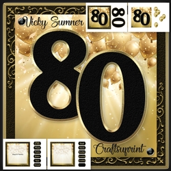 80th Birthday Black and Gold 