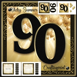 90th Birthday Black and Gold