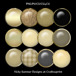 Gold Edged Brad/Button Embelishment set of 12