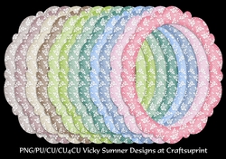 Soft Pastel Rose and Polka Dot Fancy Oval Frame set of 12