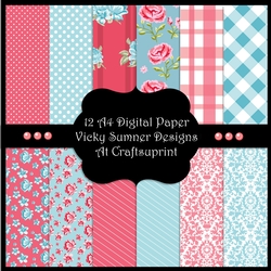 Shabby Chic A4 Digital Paper set of 12