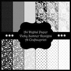 Monochrome 2 A4 Digital Paper set of 12