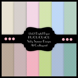 Natural Polka Dot 12x12 Digital Paper set of 12