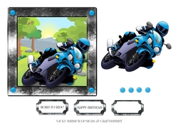 Born to Ride Blue Motorbike