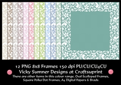 Natural 8x8 Ornate Floral Border Digital Paper