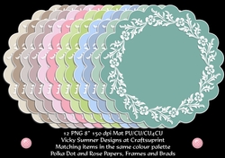 Scolloped Circle Floral Border 8x8 Mat/Topper