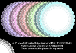 Calm Frosted Edge Mat and Doily set of 15 Shades