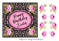 Pink and Black Floral Sister 