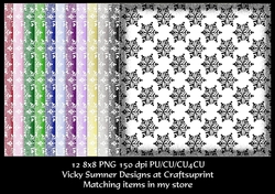 Christmas Frosted Edge 8x8 Digital Snowflake Paper Including Gold and Silver