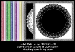 Christmas Frosted Edge Doily 8x8 Digital Paper Including Gold and Silver