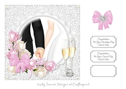 Mr and Mrs Wedding Silver with Pink Flowers