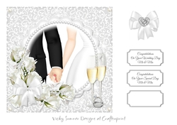 Mr and Mrs Wedding Silver with White Flowers
