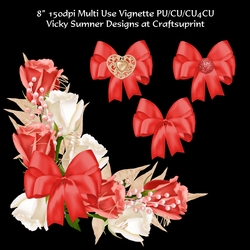 Rose Bud and Bow Orange Vignette