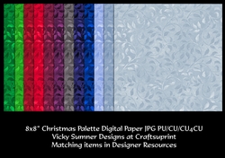 Christmas Colours Leaf Design 8x8 Digital Papers