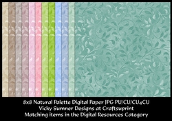 Natural Leaf Design 8x8 Digital Paper