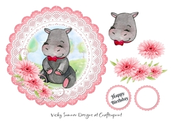 Hippopotamus Scolloped Topper