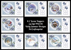 Christmas Scene 2 7x7 Toppers set of 8