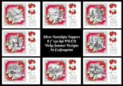 Silver and Red Nostalgia 7x7 Toppers set of 8