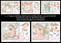 Shabby Chic Toppers set of 5