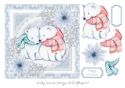 Christmas Animals 1 Polar Bears 7x7 Topper