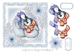 Christmas Animals 1 Penguins 7x7 Topper