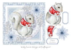 Christmas Animals 1 Squirrel in a Jumper 7x7 Topper