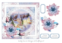 Pink and Blue Church Christmas Scene 6