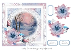 Pink and Blue Pastel Winter Scene 1