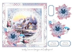Pink and Blue Pastel Winter Scene 4
