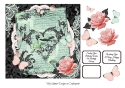 Pink Green and Black Butterfly Wishes
