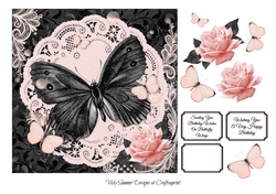 Pink and Black Large Butterfly Wishes