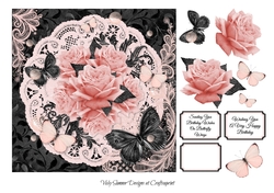 Pink Black and Roses Butterfly Wishes