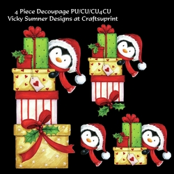 Penguin Present Pile Decoupage 2