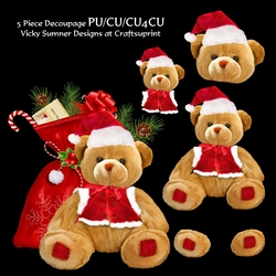 Santa Teddy with Toy Sack Decoupage