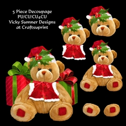 Santa Teddy with Presents Decoupage