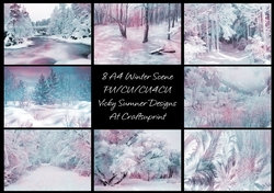 Pink and Blue Winter Scene
